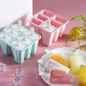 6-Hole Silicone Ice Cream Mold: Popsicle Mould and Reusable DIY Homemade Ice Cream Maker Tools for Kitchen Accessories