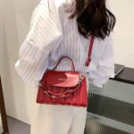 Chic Daily Clutch Bag with Chains / Elevate Your Style with Pleated Leather Classic Pouch in Yellow and Red Totes Handbag