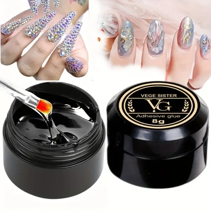 4-in-1 Multi-Function Strong Sticky Adhesive Gel: Ideal for Nail Rhinestones, Nail Extension Gel, 3D Nail Shaping, and Nail Reinforce Decoration in Nail Art Designs