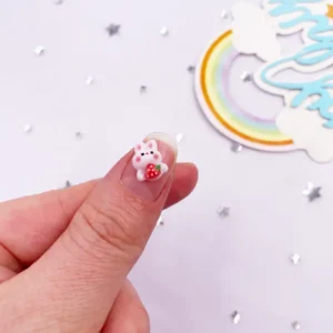 30pcs Resin Mini Kawaii Strawberry Rabbit Nail Art Flatback Stones: Ideal for Scrapbooking, Wedding Manicures, Appliques, Embellishments, and DIY Crafts