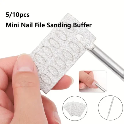 Nail Cuticle Pusher Set: Includes Mini Nail File, Sanding Buffer, and Polishing Trimming Tools for Complete Manicure Treatment