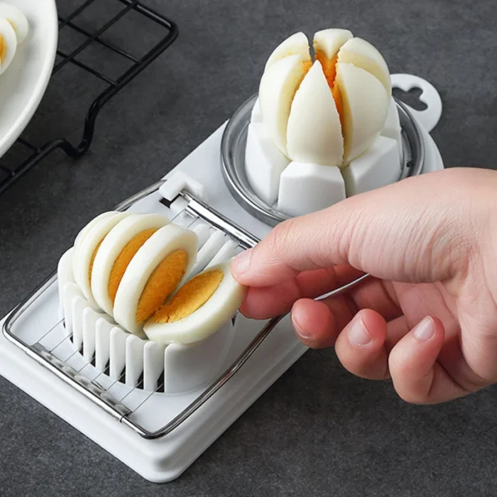 2-in-1 Stainless Steel Egg Slicer/ Multifunctional Kitchen Gadget for Eggs and Luncheon Meat - Flower-Shape Cutter and Sectioner Mold