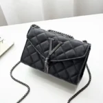 Timeless Elegance: Black Luxury PU Leather Handbags for Women with Plaid Pattern, Tassel, and Quilted Design