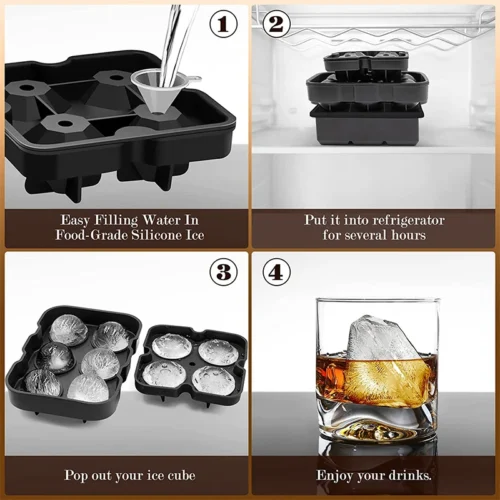 Large Silicone Ice Cube Trays with Lids - Perfect for Reusable Ice Mold and Decorative Ice Shapes
