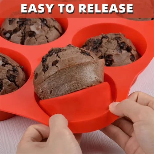 6-Cup Silicone Jumbo Muffin Pan – Giant Cupcake Pan for Baking Cheesecake Bites and More