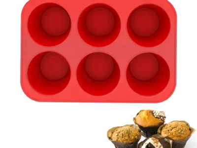 6-Cup Silicone Jumbo Muffin Pan – Giant Cupcake Pan for Baking Cheesecake Bites and More