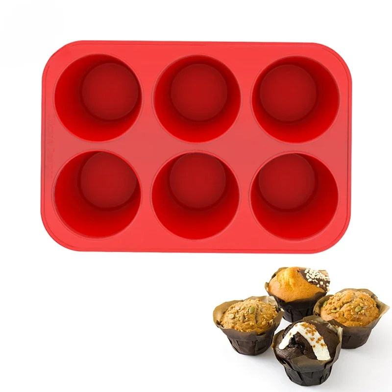 6-Cup Silicone Jumbo Muffin Pan - Giant Silicone Cupcake Pan with Deep Cups - Perfect for Large Muffin Pans, Baking Cheesecake Bites, and More