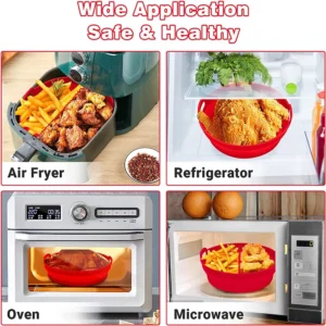 Round Silicone Air Fryer Basket Plate - Reusable and Foldable Air Fryer Cooking Accessory, BPA-Free, and Ideal for Baking - A Handy Airfryer Tool