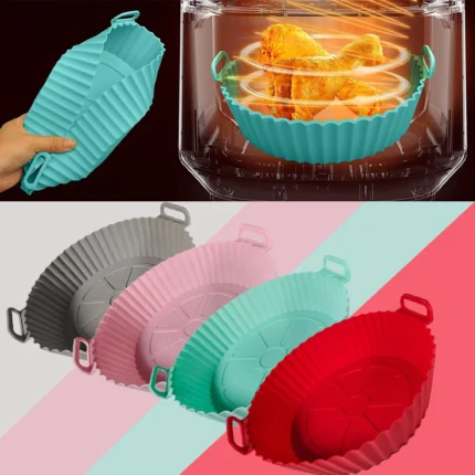 Silicone Air Fryer Baking Basket Liner - Round, Reusable Tray for Airfryers, Pizza, Fried Chicken, and More - Available in 24/20cm - Oven Grill Pan Mat Accessory