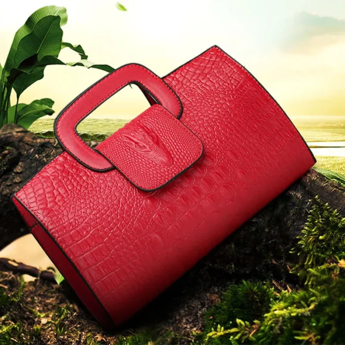 Luxury Alligator Pattern Clutch/ Brand-Top Small Leather Shoulder or Top-Handheld Bag / Luxury Bag with Texture