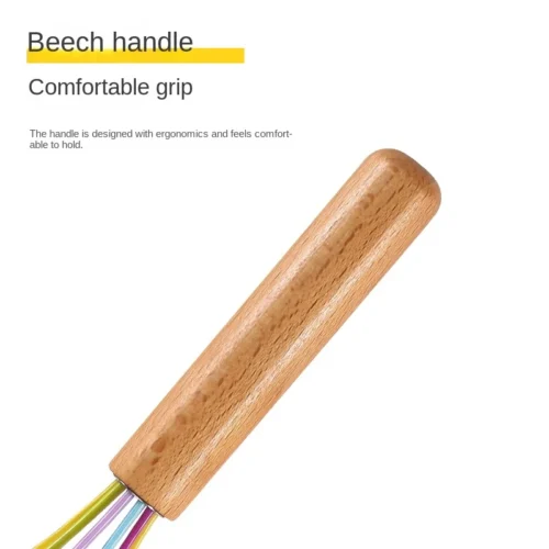 Versatile Silicone Egg Beater with Wooden Handle | Ideal for Baking and Cooking