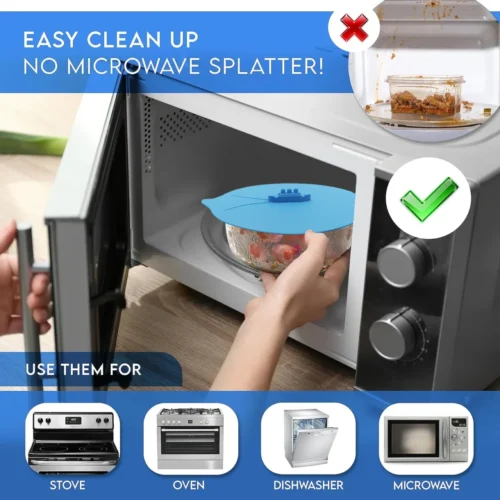 Silicone Microwave Bowl Cover - Reusable Lid with Steam Chimney Design