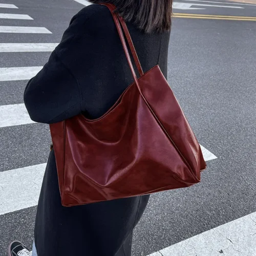 Soft Leather Tote Bag - 3-in-1 Chic Design for Women