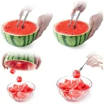 Stainless Steel Watermelon Cutter Slicer - Effortlessly Slice and Cube Watermelon with this Safe Kitchen Gadget