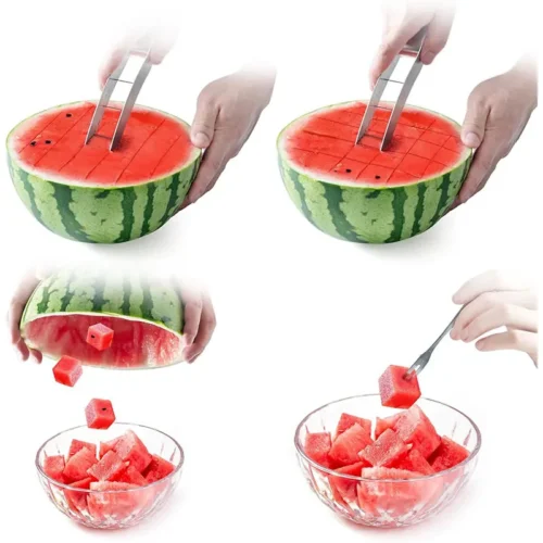 Effortless Stainless Steel Watermelon Cutter | Cube & Slice with Ease