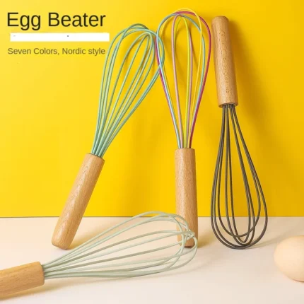 Silicone Egg Beater with Wooden Handle: A Versatile Manual Mixer for Baking and Cooking