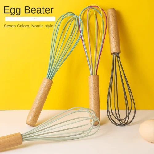 Versatile Silicone Egg Beater with Wooden Handle | Ideal for Baking and Cooking
