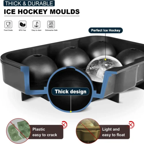 Large Ice Cube Mold for Cocktails and Whiskey – 6-Grid Round and Square Ice Cube Maker