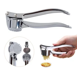 Stainless Steel Garlic Press Crusher: Manual Kitchen Tool for Mincing and Crushing Garlic - Smasher and Squeezer for Cooking