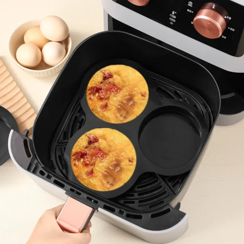 Versatile Air Fryer Accessories – Non-Stick Muffin Pans, Egg Molds, Pancake Mold, and Hamburger Bun Pan