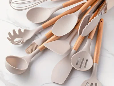 12-Piece Silicone Cooking Utensils Set - Non-Stick Kitchen Tools with Wooden Handles