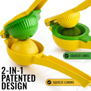 2 in 1 Metal Hand Press Juicer: Fresh Orange, Citrus, Lime, and Lemon Squeezer - Portable Manual Juicer for Fresh Fruit Juice Extraction