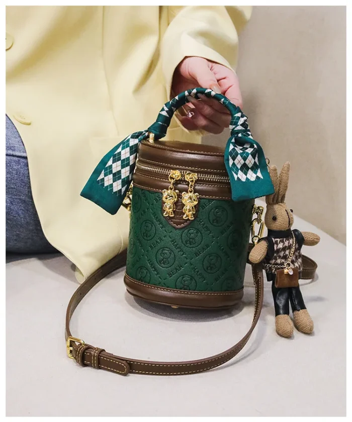 Carry Your World in Style Spacious Cylinder Bucket Crossbody Bags