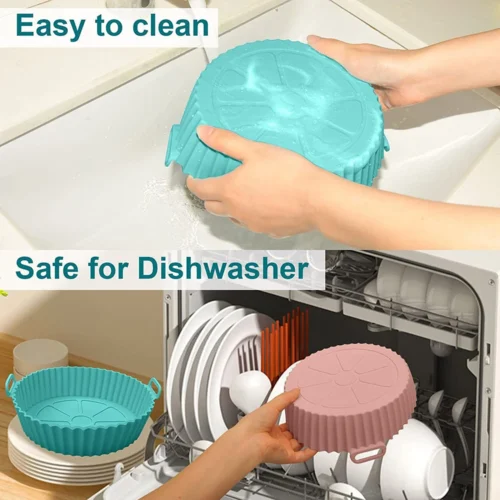 Reusable Silicone Air Fryer Basket Liner - Non-Stick, Heat Resistant, and Dishwasher Safe Tray