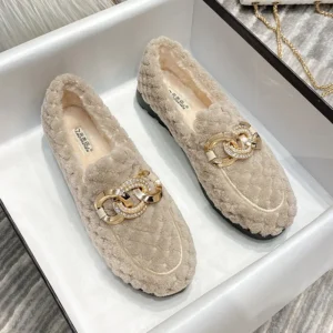 Trendy and Cozy Plush Flat Shoes / Perfect for Outdoor and Office Fashion /Large Sizes Available