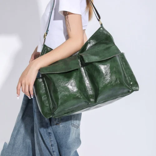 Classic Silver Satchels - Vintage PU Leather Shoulder Bags for Women
