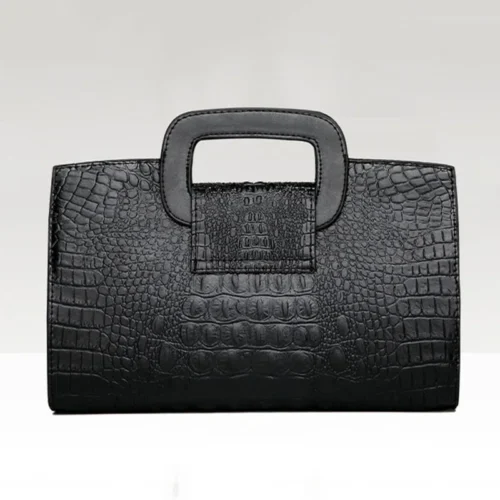 Luxury Alligator Pattern Clutch - Elegant Small Leather Shoulder or Top-Handheld Bag