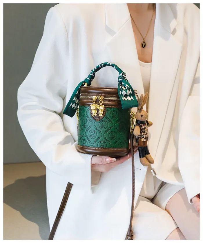 Carry Your World in Style Spacious Cylinder Bucket Crossbody Bags