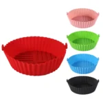 Food-Grade Silicone Air Fryer Baking Tray - Circular, Foldable, High-Temperature Resistant, and Easy-to-Clean Oven Mat - A Must-Have Kitchen Accessory