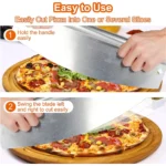 Large 14-inch Stainless Steel Pizza Cutter - Sharp Rocker Blade Pizza Slicer Knife with Cover - Essential Kitchen Pizza Tools and Accessories