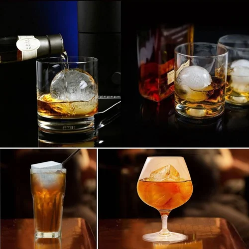 Large Ice Cube Mold for Cocktails and Whiskey – 6-Grid Round and Square Ice Cube Maker