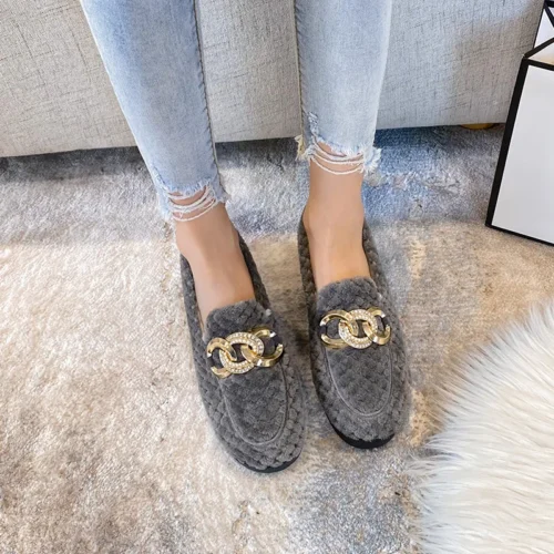 Trendy and Cozy Plush Flat Shoes / Perfect for Outdoor and Office Fashion /Large Sizes Available