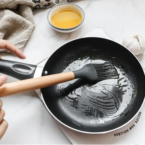 12 Piece Non Stick Silicone Kitchenware Set with Wooden Handles, Complete Cooking Tool Set