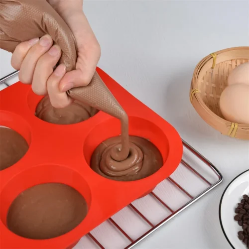 6-Cup Silicone Jumbo Muffin Pan – Giant Cupcake Pan for Baking Cheesecake Bites and More