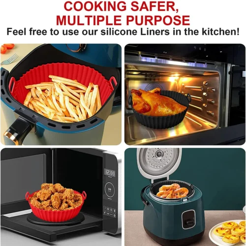 Reusable Silicone Air Fryer Basket Liner - Non-Stick, Heat Resistant, and Dishwasher Safe Tray