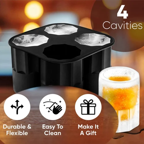 Reusable Silicone Shot Glass Ice Molds: Create Unique Ice Cups for Whiskey, Cocktails, and More