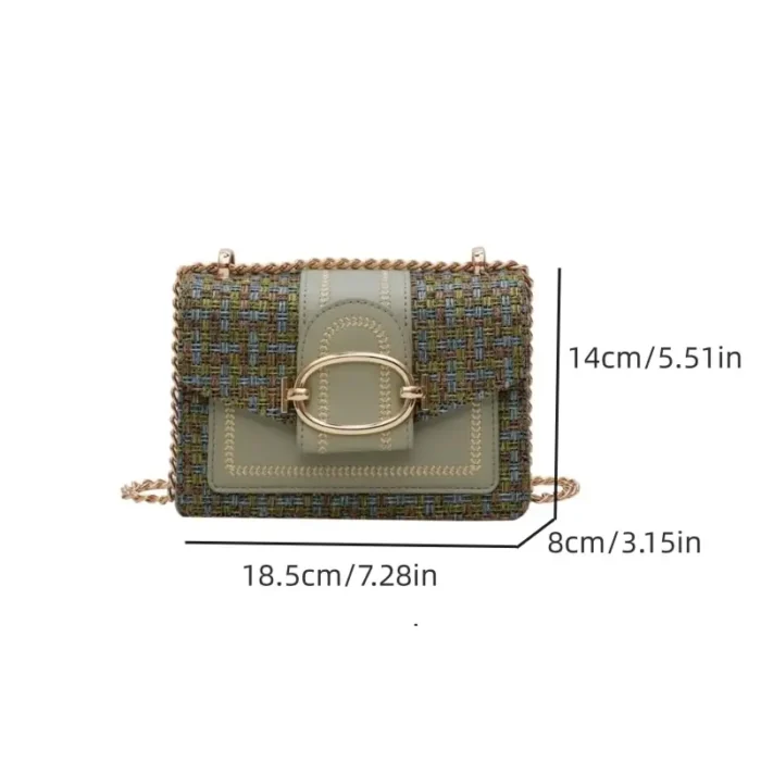 Korean Style Fashion Bag with Cotton and Linen Splicing and Chain Shoulder