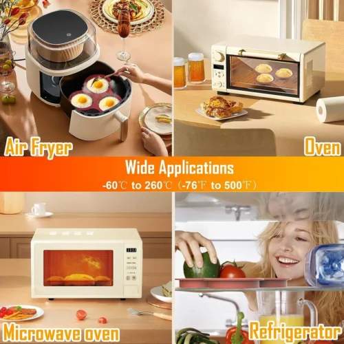Versatile Air Fryer Accessories – Non-Stick Muffin Pans, Egg Molds, Pancake Mold, and Hamburger Bun Pan