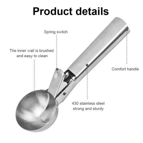 Versatile Stainless Steel Scoop | Ideal for Ice Cream and Fruit
