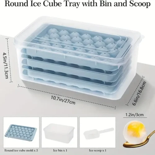 32 Cube Ice Ball Mold with Storage Box for Drinks and Desserts
