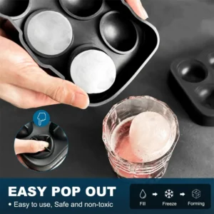 6-Grid Round and Square Ice Cube Maker: Perfect for Whiskey, Cocktails, and Keeping Drinks Chilled - Large Ice Cube Mold