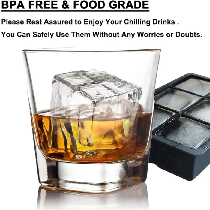 6-Grid Round and Square Ice Cube Maker: Perfect for Whiskey, Cocktails, and Keeping Drinks Chilled - Large Ice Cube Mold