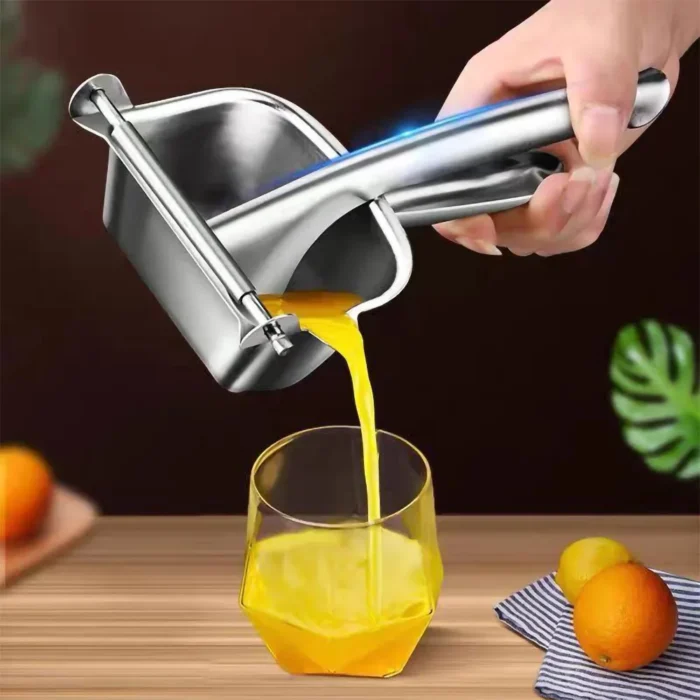 Stainless Steel Manual Citrus Juicer: Portable Lemon Squeezer for Fresh Orange Juice - Hand-Free Citrus Extractor Kitchen Tool