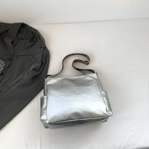 Classic Silver Satchels - Vintage PU Leather Shoulder Bags for Women