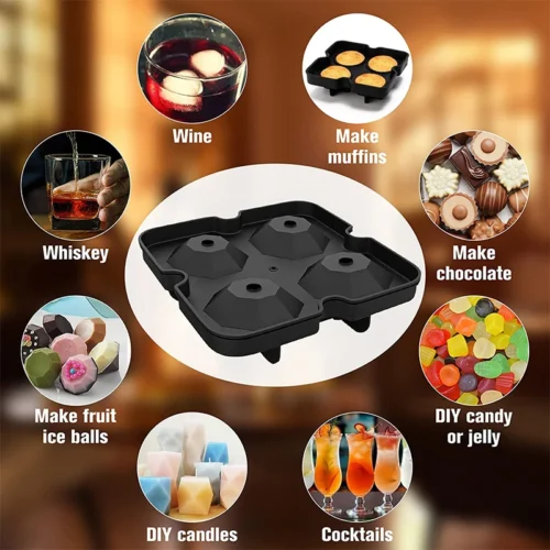 Large Silicone Ice Cube Trays with Lids - Perfect for Reusable Ice Mold and Decorative Ice Shapes