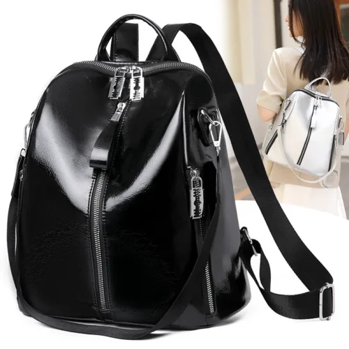 Cowhide Luxury Travel Backpack - High-Quality Korean Women’s Rucksack for School and Leisure